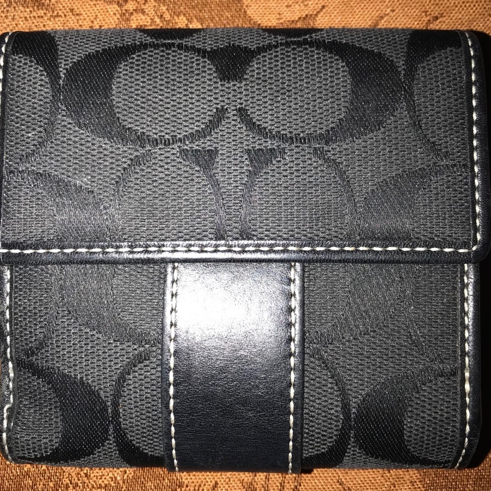 COACH Logo Wallet Bifold with Outer Pocket -canvas